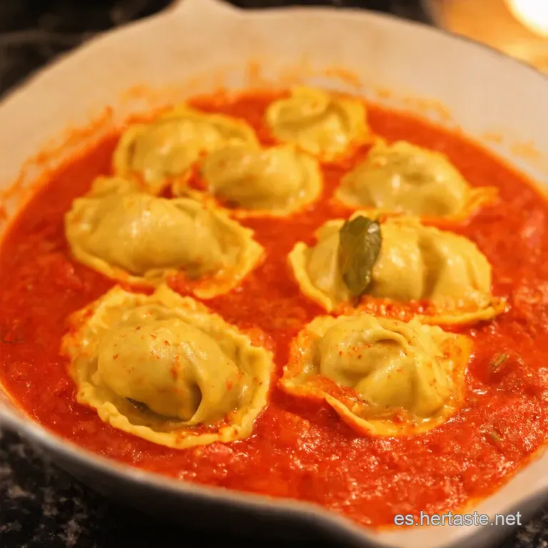 Tortellinis Con Salsa Cremosa De Tomate Y Albahaca presentation